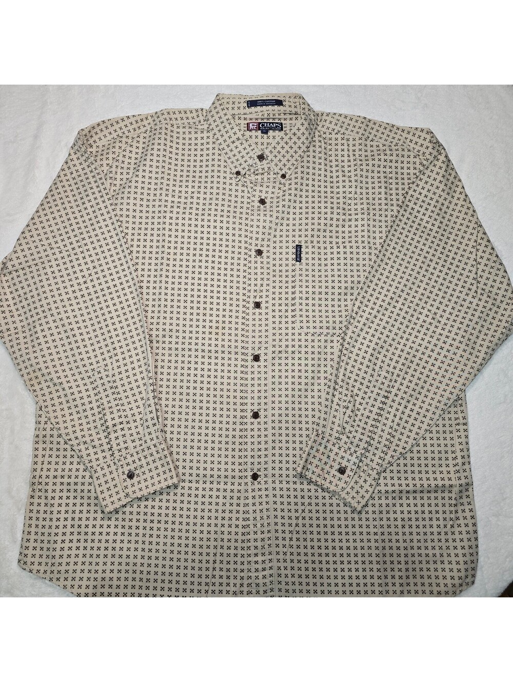 Vintage Chaps Ralph Lauren Shirt Mens XL Geometric All Over Print 90s Cotton